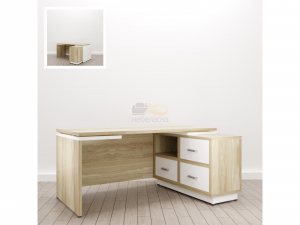 Стол для руководителя Дизайн Правый (Е-5) Eclectic eco Дуб рокпайл-белый
