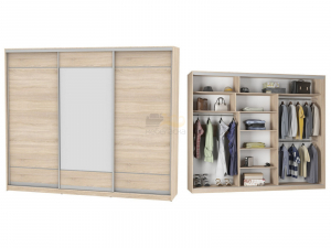 Шкаф-купе Белла B-220х270х60-3 (D7D8D7)